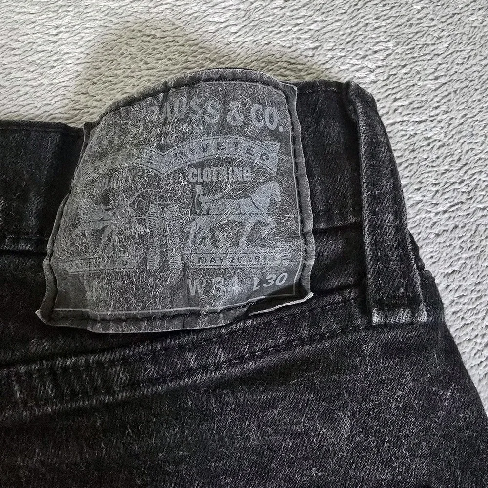 Levis Jeans Mens 34x27 Black Wash 502 Straight Leg Normcore Casual Classicore